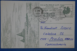 N28 INDIA BELLE CARTE 1989 NEW DELHI  POUR PRAGUE CZECOSLOVACIA+ AFFRANCHISSEMENT PLAISANT - Covers & Documents