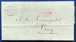 Suisse Lettre 25 Mai 1814 Cachet Noir "comissaire Des Guerres/canton De Vaud"+ Cursive Laussane 25 Mai  Vevey Superbe R - Marcophilie