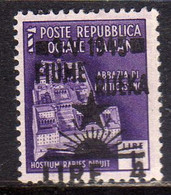 OCCUPAZIONE FIUME 1945 MONUMENTI DISTRUTTI SOPRASTAMPATO SURCHARGE LIRE 4 SU 1 LIRA MNH - Ocu. Yugoslava: Fiume