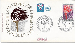 FDC FRANCE JO DE GRENOBLE 1968  FLAMBEAU OLYMPIQUE - Winter 1968: Grenoble
