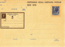 Cartolina Postale CENTENARIO Lire 55 (1974); Nuova - Entiers Postaux
