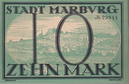 Notgeld Allemagne 10 Mark Marburg / Marbourg 1918 SUP - Collezioni