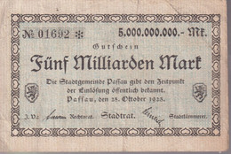 Notgeld Allemagne 5 Milliarden Mark / 5 Milliards Mark - Passau - 23/10/1923 - Bon état - Verzamelingen