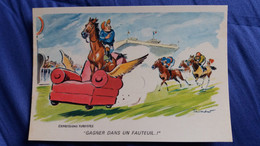 CPSM ILLUSTRATEUR P ORDNER EXPRESSIONS TURFISTES  GAGNER DANS UN FAUTEUIL TIERCE CHEVAL CHEVAUX - Ordner, P.