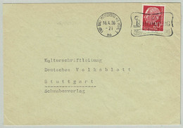 Deutsche Bundespost 1956, Brief Bad Homburg - Stuttgart, Magen, Darm, Galle, Heuss - Bäderwesen