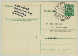 Deutsche Bundespost 1958, Ganzsachenkarte Heuss Brückenau - Bad Ems, Heilbad, Rheumabad - Bäderwesen