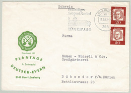 Deutsche Bundespost 1962, Brief Lüneburg - Dübendorf (Schweiz), Johann Sebastian Bach, Musik / Musique / Music - Bäderwesen