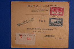 O2 MAROC BELLE LETTRE RECOM. 1935 PAR AVION TANGER POUR AMSTERDAM + AFFRANCHISSEMENT INTERESSANT - Lettres & Documents