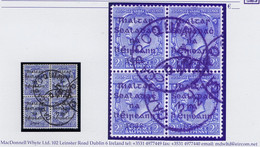 Ireland Waterford 1922 Dollard Rialtas Ovpt In Black On 2½d Blue, Block Of 4 Used Neat CAPPOQUIN 3 JY 22 Cds - Usati