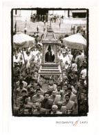 (MM 7) Laos - Black & White (2 Postcards) Religious Procession & Children's - Buddhismus