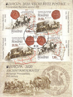 ROMANIA 2020: EUROPA CEPT - OLD POSTAL ROUTES, Used Small Sheet - Registered Shipping! Envoi Enregistre! - Oblitérés