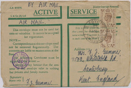 GB BRITISH MILITARY MAIL IN EGYPT 1942 George VI 5D (2x) Cvr EGYPT 94 To England - Lettres & Documents