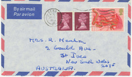 GB 1975 Machin 1P 2B (2x) And Christmas 11 P Air Mail Cover “DERBY" To AUSTRALIA - Lettres & Documents