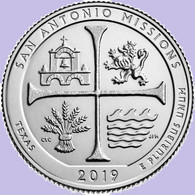 USA Quarter 1/4 Dollar 2019 P, San Antonio Missions - Texas, KM#703, Unc - 2010-...: National Parks