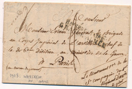 LETTRE Bau SEDENTAIRE GRANDE ARMÉE WONSHEIM 1813 COVER WAR GERMANY MAYENCE - Legerstempels (voor 1900)