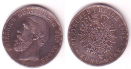 5 Mark Silber Münze Baden A Ohne Querstrich 1888 G F.vz/vz (102153) - 2, 3 & 5 Mark Plata