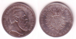 5 Mark Silber Münze Hessen Großherzog Ludwig IV 1888 A Vz (102684) - 2, 3 & 5 Mark Silber