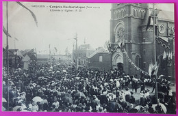 Cpa Grugies Congrès Eucharistique 1911 Entrée Eglise Carte Postale 02 Aisne Rare Proche Saint Quentin St - Grugies