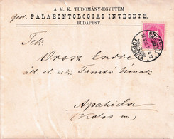 A1144 - A.M.K TUDOMANY - EGYETEM  BUDAPEST  PALAEONTOLOGIAI INTEZETE  USED STAMP ON COVER 1893 - Brieven En Documenten