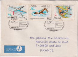 POLOGNE -1 ENVELOPPE   WARSZAWA Envoyée à Antibes 9/05/1987 Voir Dos - Used Stamps