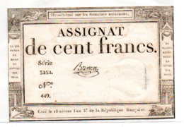 ASSIGNAT DE  CENTS  FRANCS - Assignats & Mandats Territoriaux