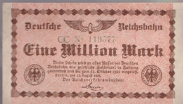 Notgeld Allemagne 1 Million Mark Reichsbahn - Chemin De Fer - 12/08/1923 - Très Bon état - Collezioni