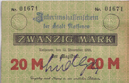 Notgeld Allemagne 20 Mark Rathenow - 12/11/1918 - Très Bon état - Collections