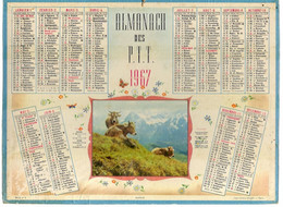 CALENDRIER GF 1967 - Vaches Au Pâturage, Imprimeur Oller Paris - Grand Format : 1961-70