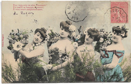 L330A0219 - Jeunes Femmes Avec Des Fleurs "pour Vous, Sous Un Bleu Firmament..." -  Edition Bergeret - Women