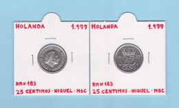 HOLANDA  25  CÉNTIMOS  1.977  NIQUEL  KM#183  VF/MBC   T-DL-12.710 - Other & Unclassified