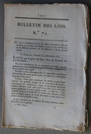 Bulletin Des Lois Du Royaume De France N°71, 7e Série, T.2, 1816, Service Intérieur Palais Royaux, Imprimerie Royal - Décrets & Lois