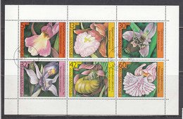 Bulgaria 1986 - Orchids, Mi-Nr. 3441/46 In Sheet, Perforated, Used - Usados