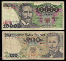 POLAND BANKNOTE - 2 USED NOTES 1988 (NT#04) - Pologne