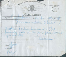 Télégramme Déposé à Neufchateau 4-5-1880 Pour SIBRET.  TB   - 17651 - Francobolli Telegrafici [TG]