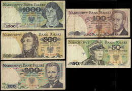 POLAND BANKNOTE - 5 USED NOTES 1982-1986-1988 F/VF (NT#04) - Pologne