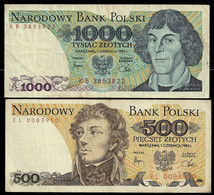 POLAND BANKNOTE - 1000 + 500 ZLOTYCH 1982 F/VF (NT#04) - Pologne
