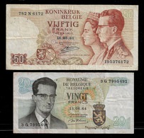 BELGIUM BANKNOTE - 2 USED NOTES F/VF (NT#04) - Autres & Non Classés