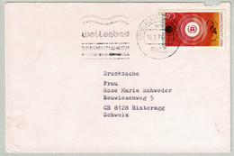 Deutsche Bundespost 1973, Brief Treuchtlingen - Hinteregg (Schweiz), Wellenbad, Umweltschutz, Lärm - Bäderwesen
