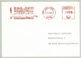 Deutsche Bundespost 1984, Karte EMA Bad Orb - Hinteregg (Schweiz), Heilende Wasser, Schützender Wald - Bäderwesen
