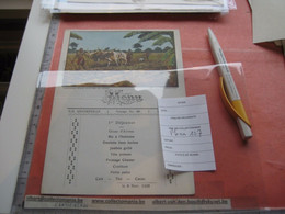 Authentic Menu Card, 8 November 1928 Congo Boat ANVERSVILLE, COWS Agriculture, First Class Kongo Etnisch - Menu