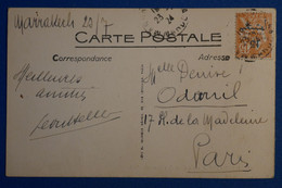 O6 MAROC BELLE CARTE 1924 MARRAKESH POUR PARIS FRANCE + SURCHARGE + AFFRANCH .PLAISANT - Briefe U. Dokumente