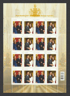 CANADA 2011 Royal Wedding (1st Issue): Sheet Of 16 Stamps UM/MNH - Blocs-feuillets