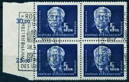 DDR 1950 Michel-# 255 (4x) " 5 DM Pieck Viererblock + Eckrand " Michel ~16 € - Used Stamps