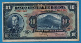 BOLIVIA 10 Bolivianos   	  L. 20.07.1928  # G1 089363  P# 121  Simón Bolívar - Bolivia