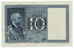 10 LIRE BIGLIETTO DI STATO VITTORIO EMANUELE III FASCIO 1939 XVIII FDS-/FDS - Otros