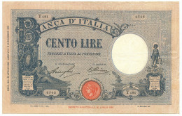 100 LIRE BARBETTI GRANDE B AZZURRO TESTINA FASCIO 22/04/1930 BB+ - Regno D'Italia – Other