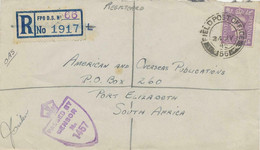 GB 1945 George VI 3d Single Postage On Very Fine R-Fieldpost-Cover SOUTH-AFRICA - Brieven En Documenten