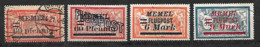 Memel 4 Timbres Merson Surchargés Oblitérés Divers - Used Stamps