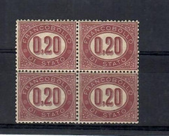 Italia / Regno 1875 F.bolli Di Servizio (Sa..s N.3) Quartina **MNH /VF - Dienstzegels