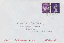 GB POSTAGE RATES LAST DAY 29.2.1972 Last Day £.s.d. Stamps Were Valid 3DW + 3DM - 1952-71 Ediciones Pre-Decimales